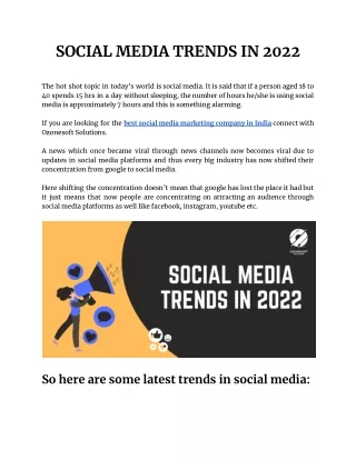 SOCIAL MEDIA TRENDS IN 2022