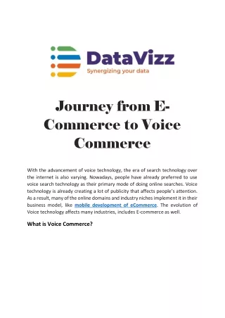 Journey from E-Commerce to Voice Commerce