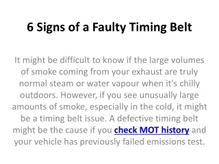 6 signs of a faulty timing belt
