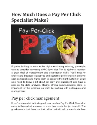 How Much Does a Pay Per Click Specialist Make