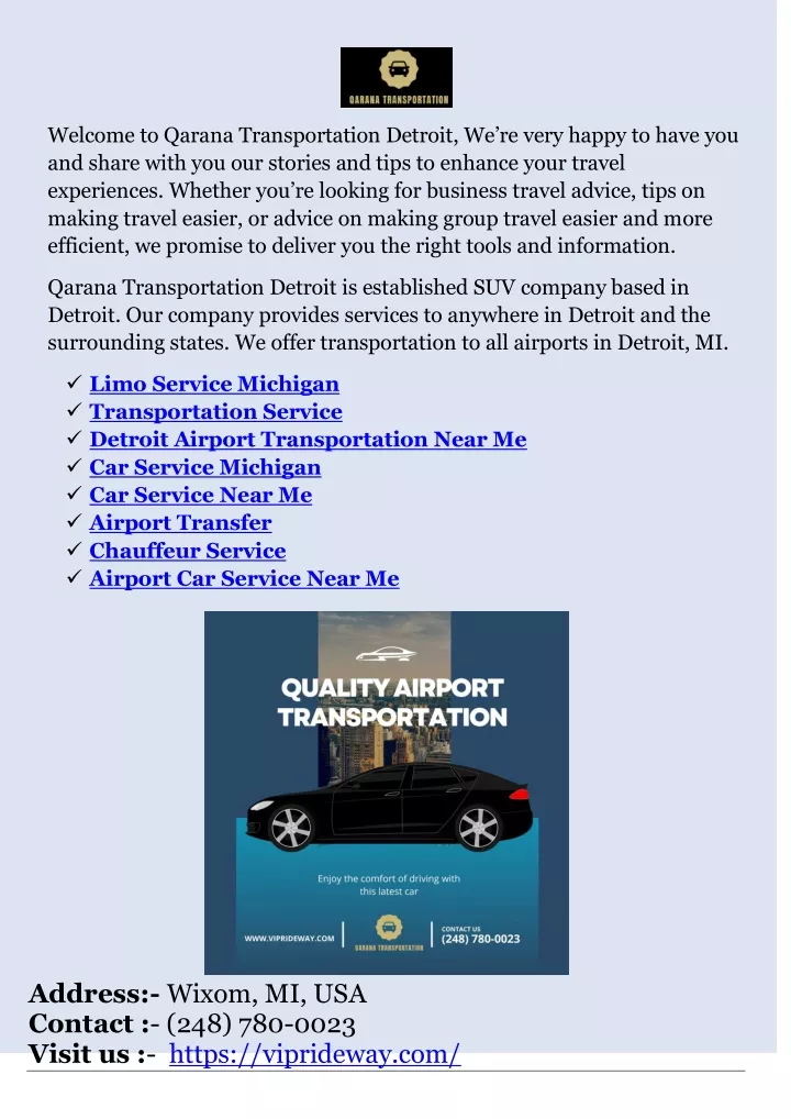 welcome to qarana transportation detroit