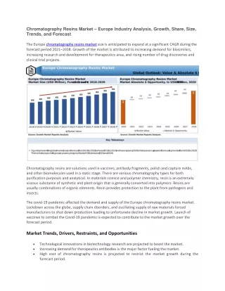 chromatography resins market europe industry