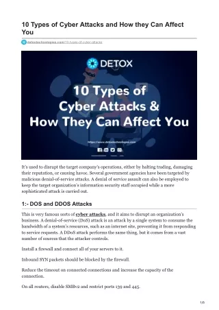 10 Types Of Cyber Attacks And How They Can Affect You- Detox technologies
