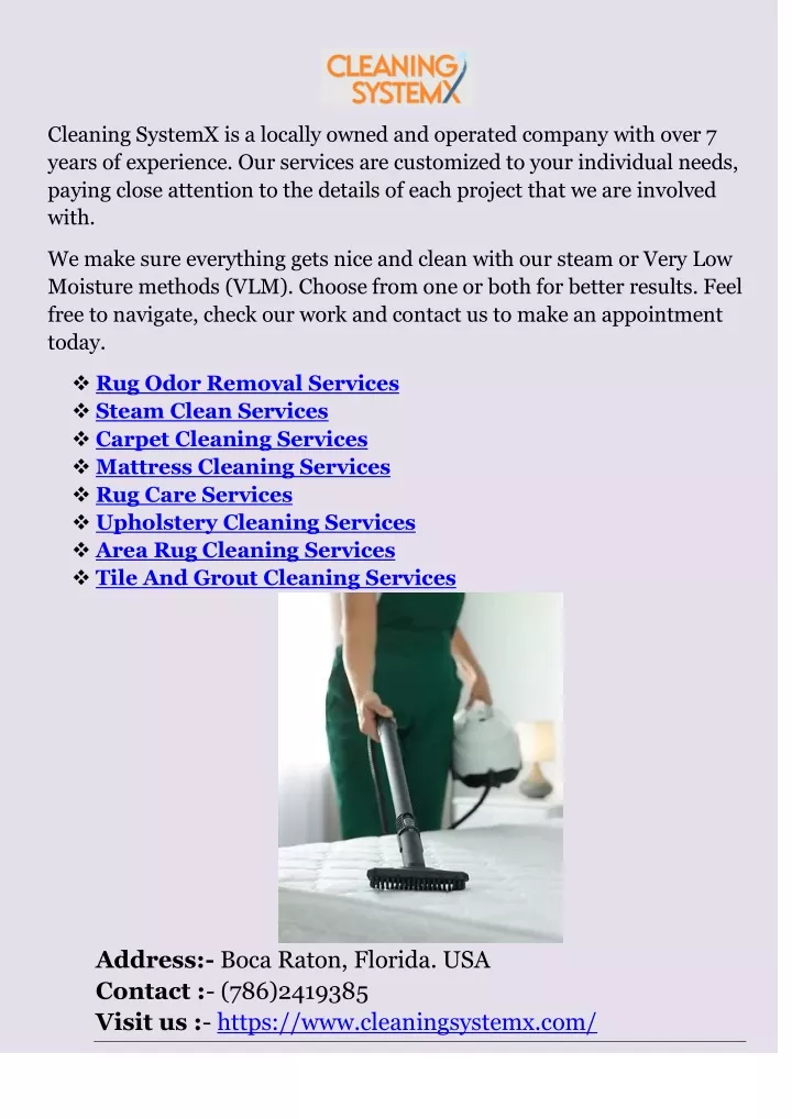 cleaning systemx is a locally owned and operated