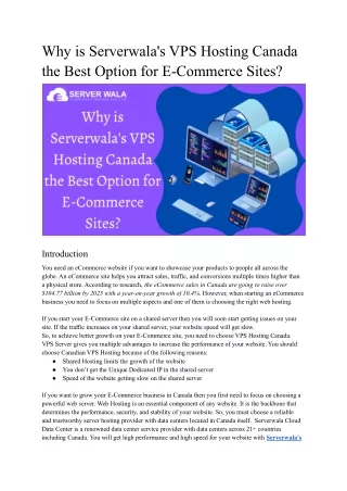 why is serverwala s vps hosting canada the best