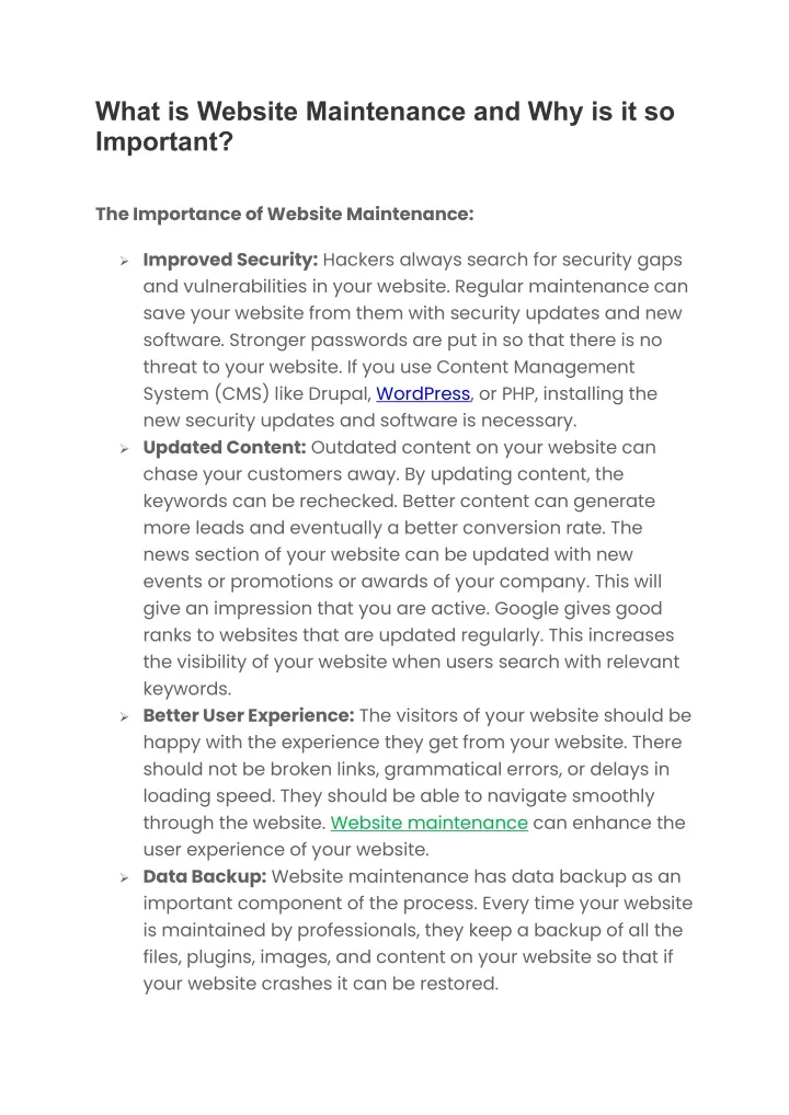 what is website maintenance