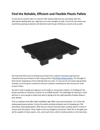 find the reliable efficient and flexible plastic
