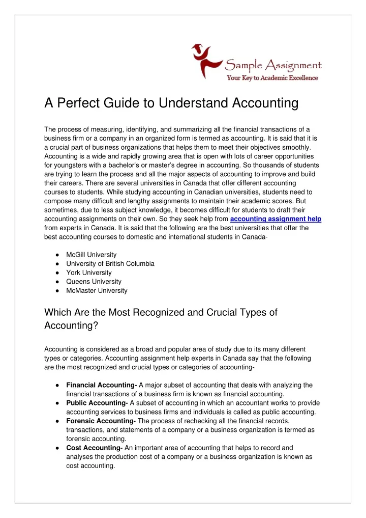 a perfect guide to understand accounting