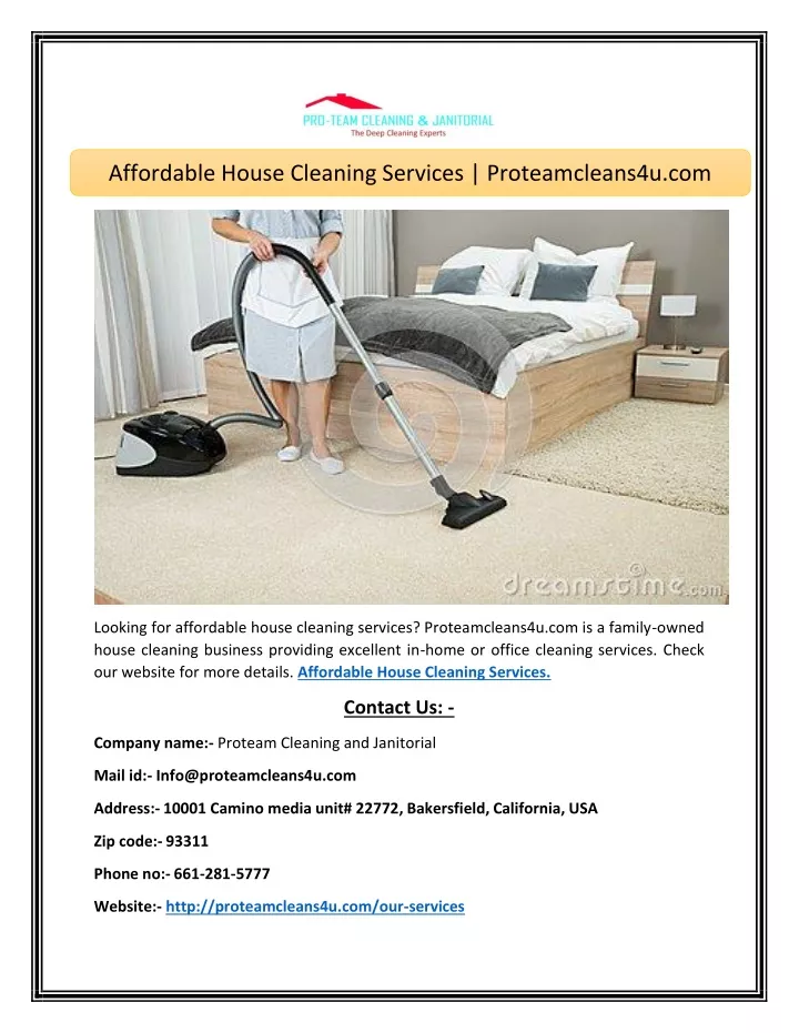 PPT Affordable House Cleaning Services PowerPoint