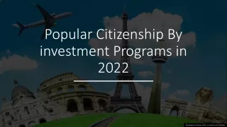 Popular Citizenship By investment Programs in 2022​