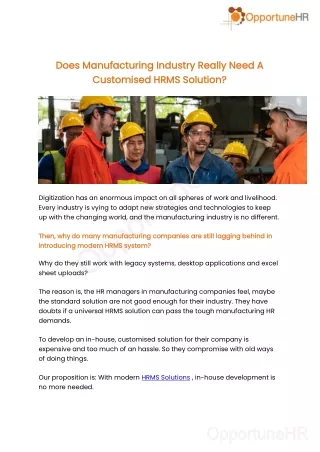 does manufacturing industry really need a does