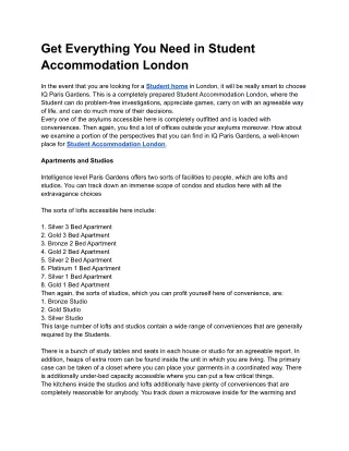 Get Everything You Need in Student Accommodation London