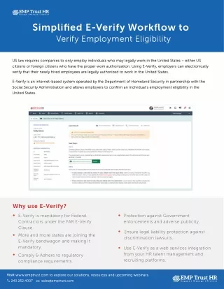 Simplified E-Verify Workflow to Verify Employment Eligibility
