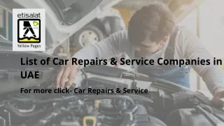 List of Car Repairs & Service Companies in UAE