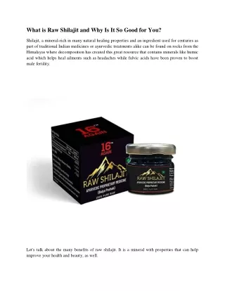 what is raw shilajit and why is it so good for you