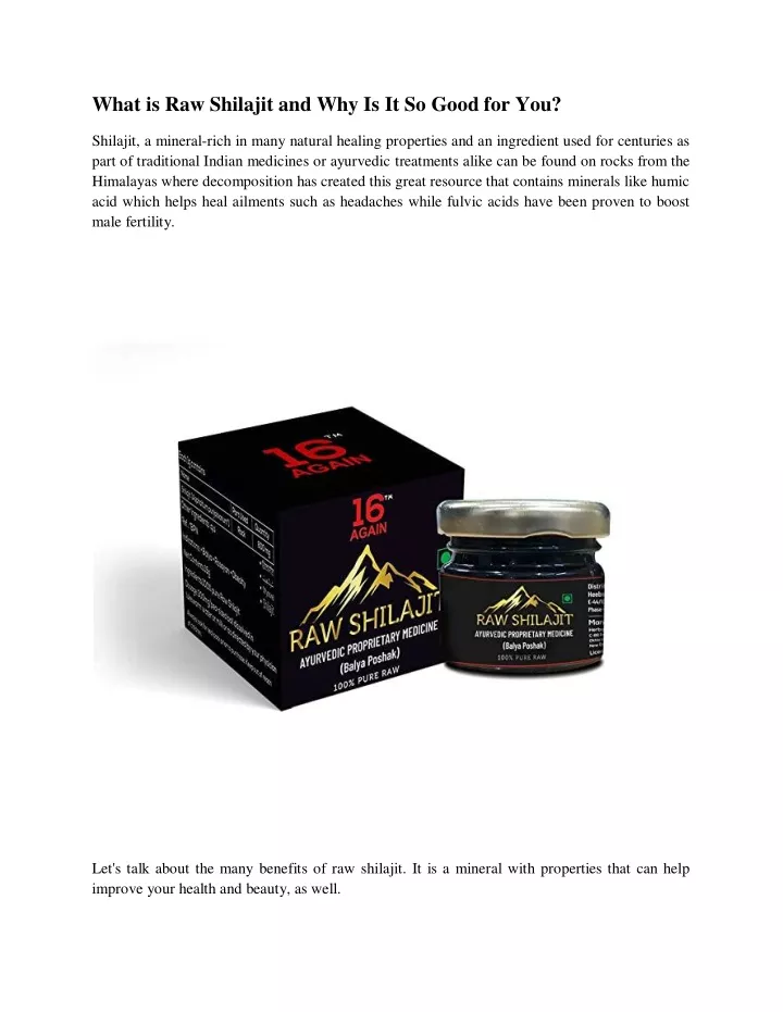 what is raw shilajit and why is it so good for you