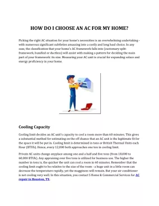 HOW DO I CHOOSE AN AC FOR MY HOME ?