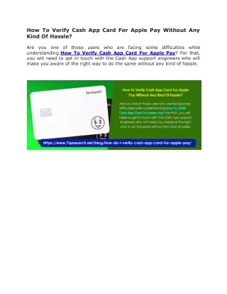 how to verify cash app card for apple pay without