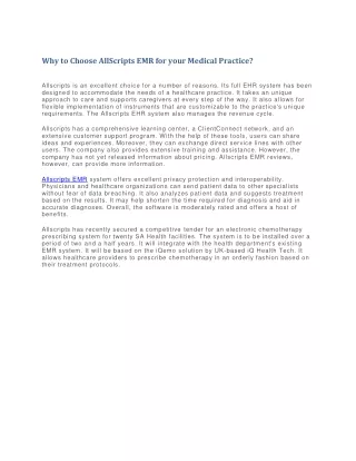 why to choose allscripts emr for your medical