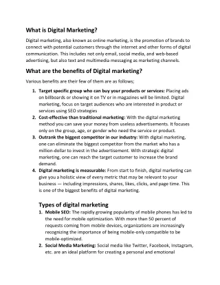What are the benefits of Digital marketing?