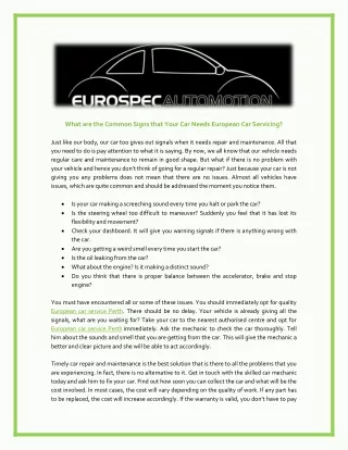 what are the common signs that your car needs