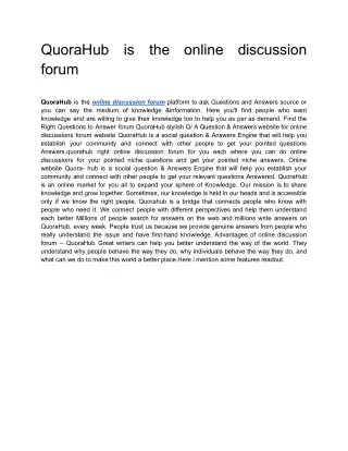 quorahub forum