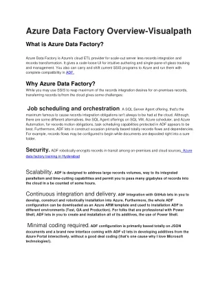 Azure Data Factory Overview