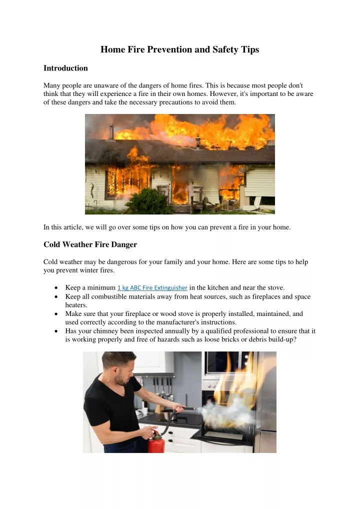 home fire prevention and safety tips