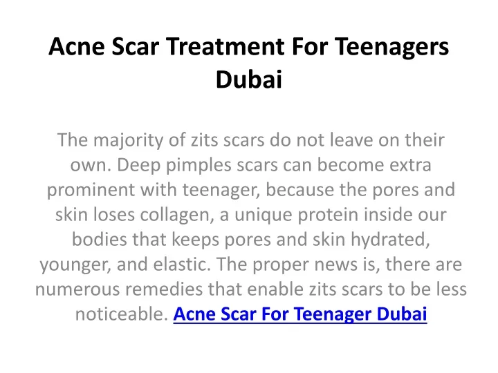 acne scar treatment for teenagers dubai