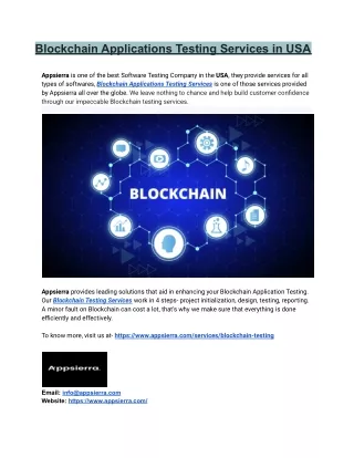 blockchain applications testing services in usa