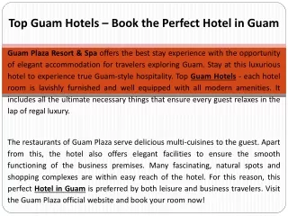Top Guam Hotels – Book the Perfect Hotel in Guam