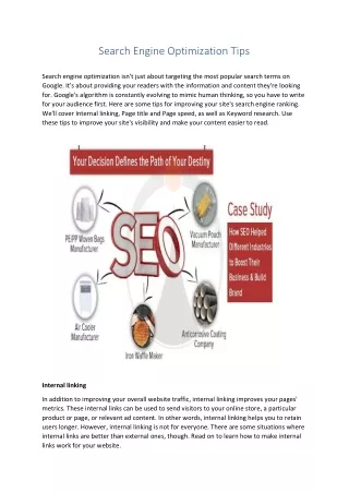 Search Engine Optimization Tips