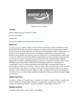 newport private jet charter
