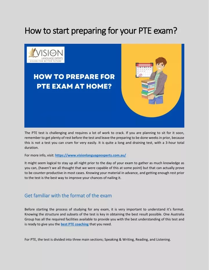 how to start preparing for your pte exam