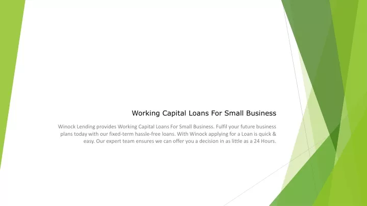 working capital loans for small business