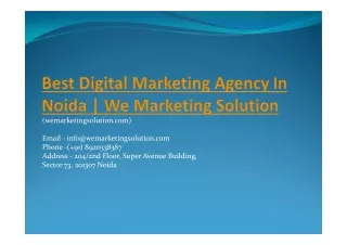 Digital Marketing Company in Noida | We Marketing Solution