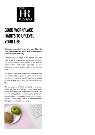 Good Workplace Habits to Uplevel Your Life