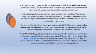 Know the best thing about C Size Alkaline battery