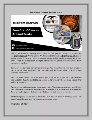 Benefits of Canvas Art and Prints
