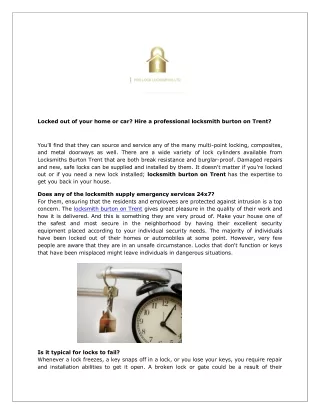 Hire a professional locksmith burton on Trent