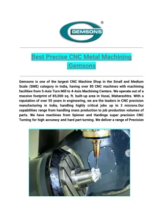 best precise cnc metal machining gemsons