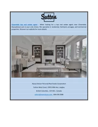 Cloverdale Top Real Estate Agent | Alyssadotson.com