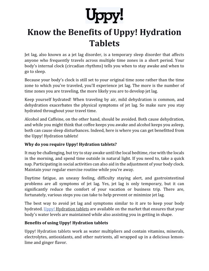 know the benefits of uppy hydration tablets