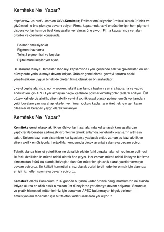 kemiteks ne yapar http www a href