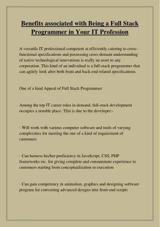 benefits associated with being a full stack