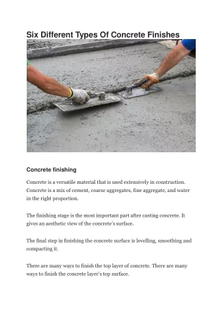 Six Different Types Of Concrete Finishes
