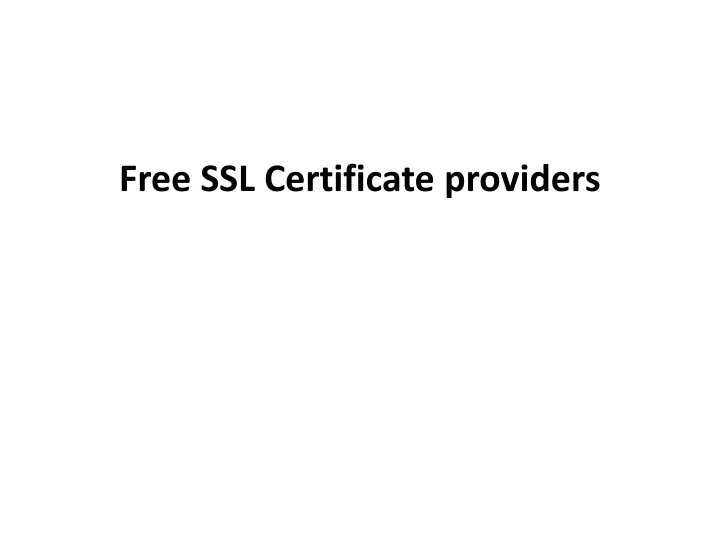 free ssl certificate providers