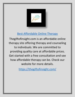 Best Affordable Online Therapy | Thegiftofinsight.com