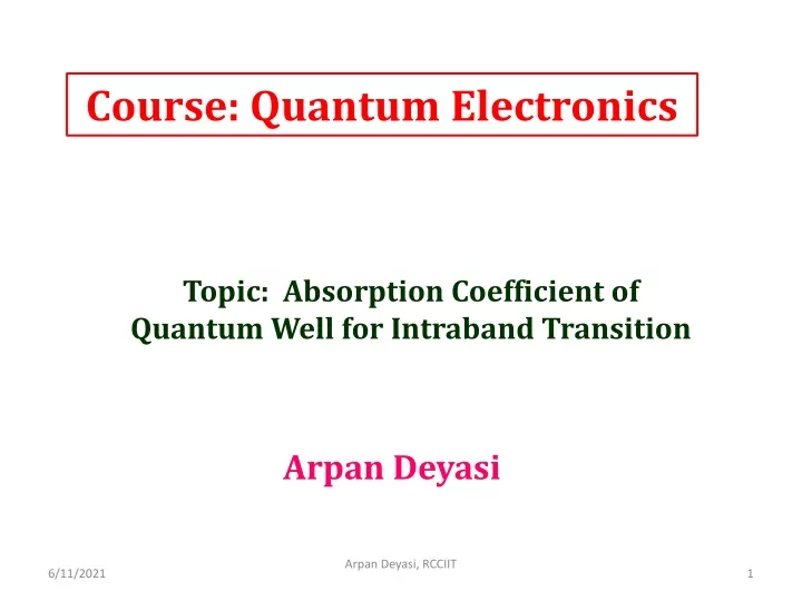 course quantum electronics