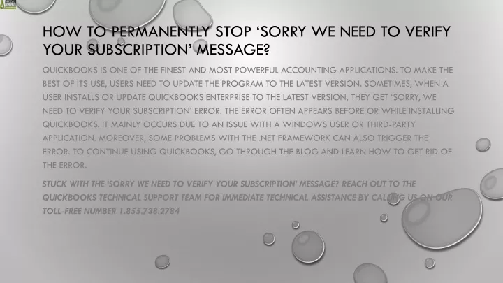 how to permanently stop sorry we need to verify your subscription message